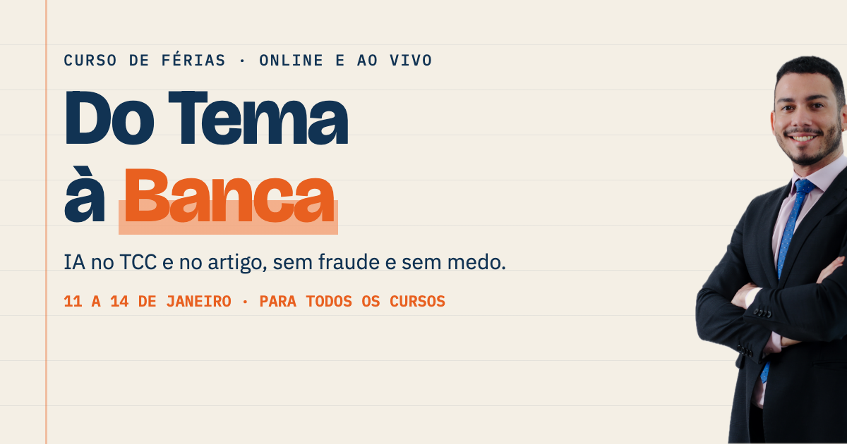 Do Tema à Banca, curso de férias de IA no TCC, de 11 a 14 de janeiro de 2027