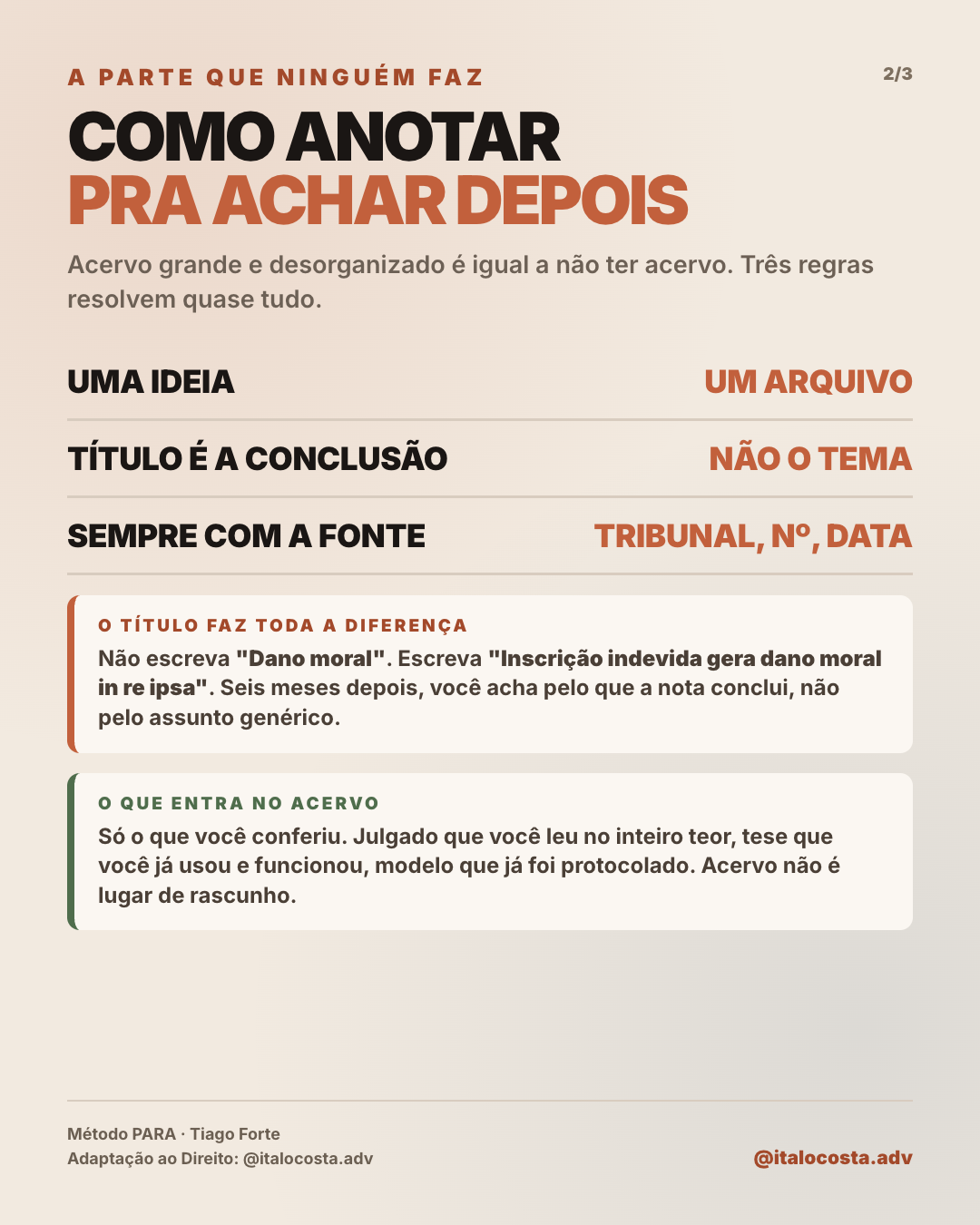 Página 2: como anotar para achar depois