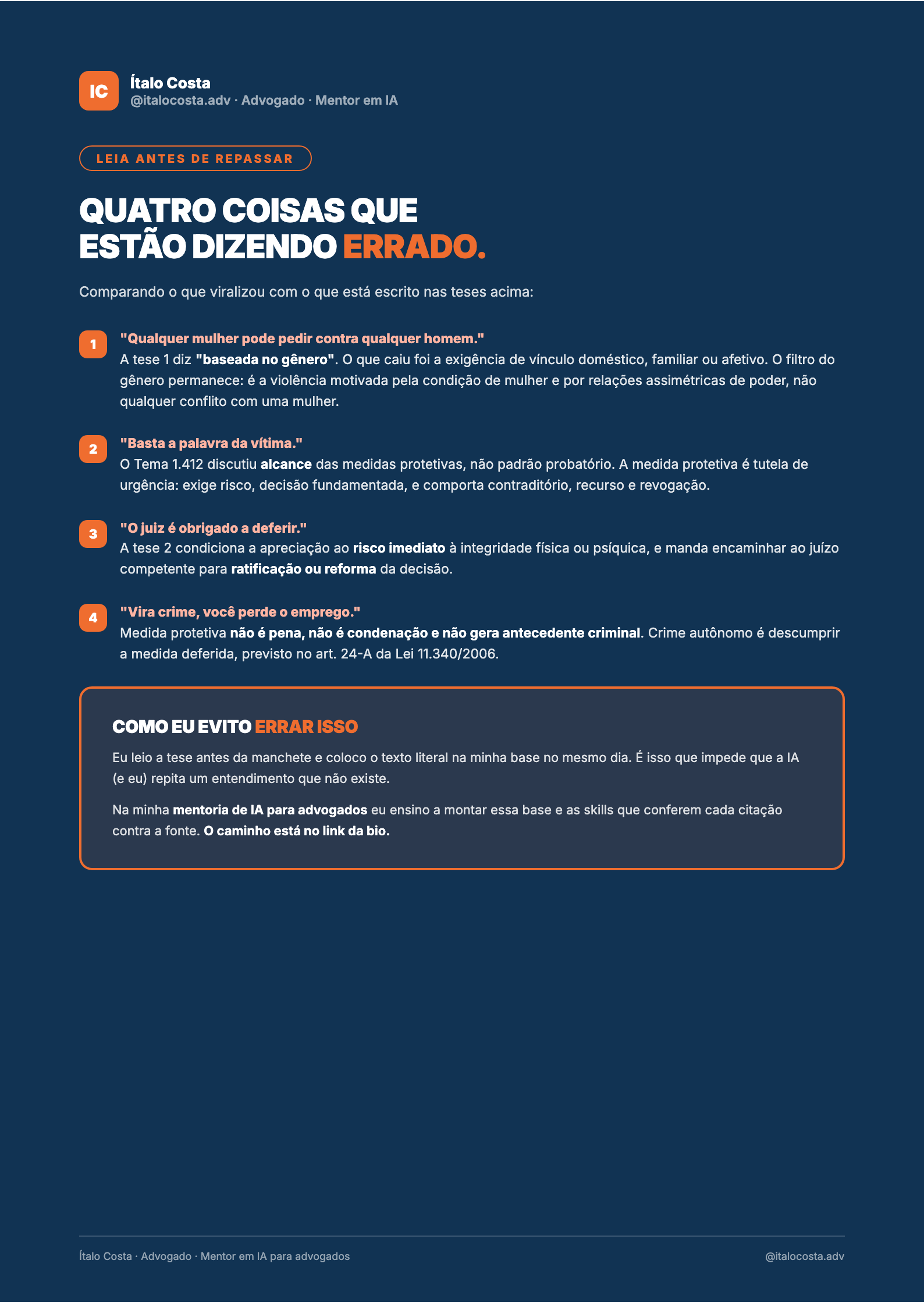 Página 2: os quatro pontos que estão sendo ditos errado