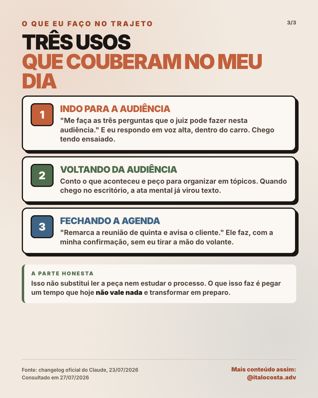 Página 3: os três usos do modo de voz no trajeto para o fórum